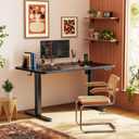 Huuger 47 X 24 Inch Electric Standing Desk with Power Outlets and USB-C Port, Height Adjustable Desk, Sit Stand Desk for Home Office, Computer & Gaming Desk with 4 Presets, Stable Steel Frame, Black