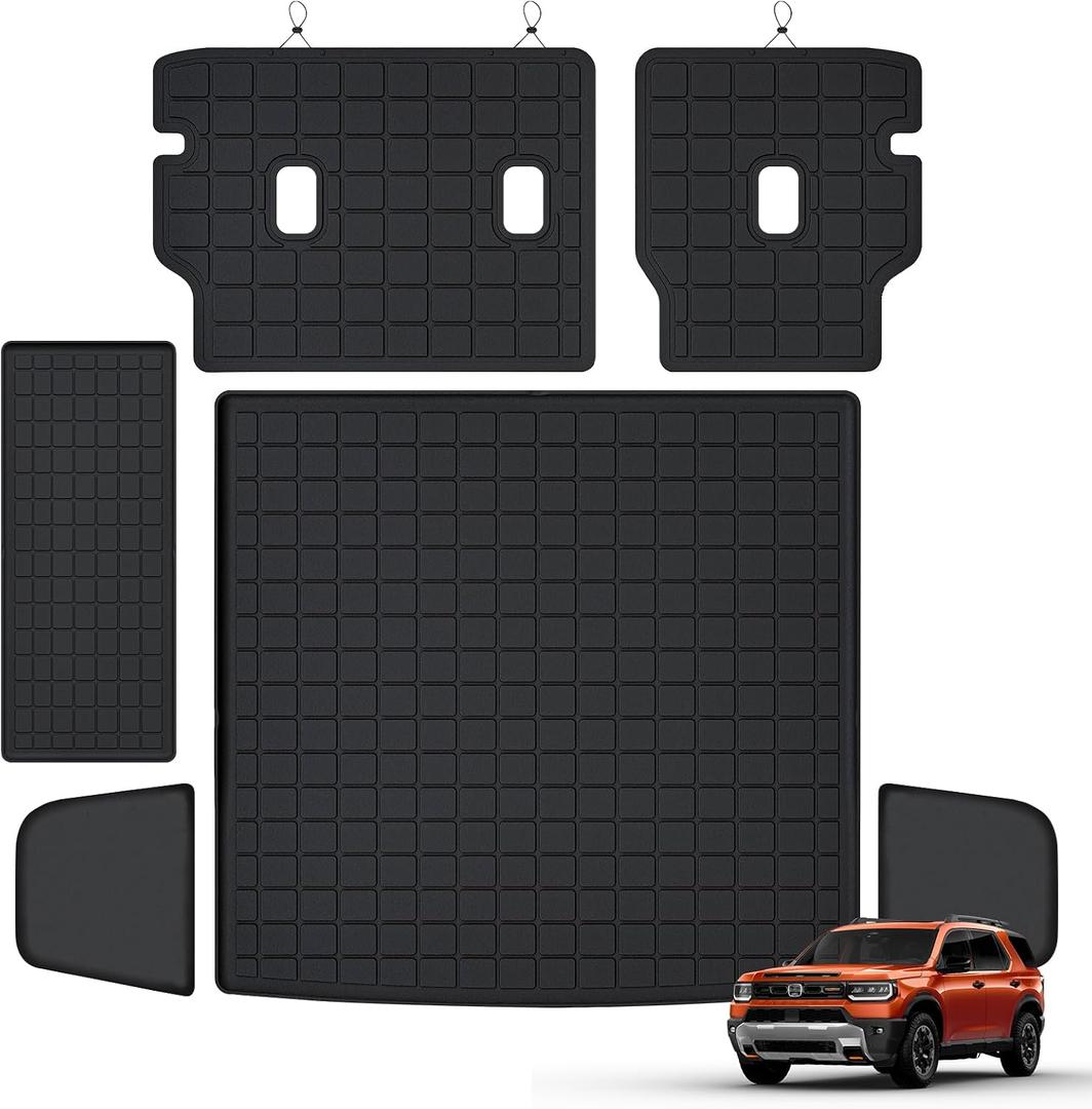 Cargo Mat for 2026 Honda Passport with Backrest Mat (Upgraded : Lower Tier with Small Box),TPE All Weather Protection Car Trunk Mat Covering The Backrest with Hook & Loop Fastener Accessories