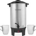 BLACK+DECKER 40 Cup Coffee Urn, Fast Brewing, Aluminum, Keep Warm Function, Heat Resistant Handles, Indicator Light