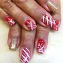 Christmas Press On Nails Medium Square Red Gold Fake Nails with Glue Winter Snowflake Design,Christmas Nails Short False for Women Kids Holiday Xmas Gifts