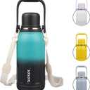 BJPKPK Insulated Thermal Water Bottle with Handle and Lid 40oz Stainless Steel Water Bottles for Cold and Hot Beverages,TealBlack