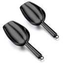 TeamFar Ice Scoop, 5oz Stainless Steel Canister Small Ice Candy Scoops for Kitchen Dispenser Buffet Jars, Healthy & Sturdy, Multi-use & Mirror Finish, Dishwasher Safe-2 PCS, Black