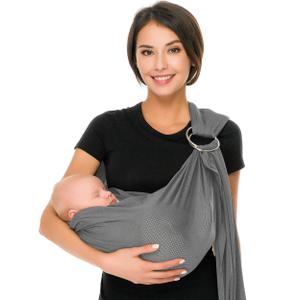 CUBY Water Baby Sling Carrier Lightweight Breathable Mesh Baby Ring Slings, Adjustable Quick-Drying Ring Sling Baby Carrier for Newborn Kids Toddlers Summer Swimming Pool Beach (Light Gray)