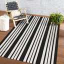 KOZYFLY Black and White Striped Outdoor Rug 4x6 Ft Area Rug Washable Indoor Outdoor Rug Hand Woven Cotton Door Mat Outdoor Carpet for Front Door Entryway Patio Porch Living Room