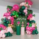 156Pcs Tropical Flamingo Balloon Arch Garland Kit, Hot Pink Dark Green Light Pink Gold Confetti Flamingo Foil Balloons with Palm Leaves for Hawaiian Luau Aloha Summer Beach Birthday Party Decorations