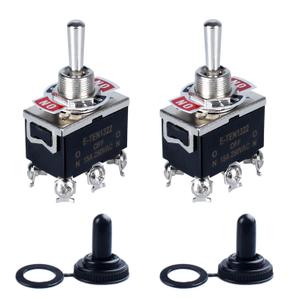 2pcs Latching Heavy Duty Rocker Toggle Switch 20A 125V AC DPDT 3 Positions 6 Pins ON/Off/ON Switch with Waterproof Boot Cap