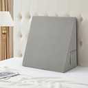 Cotton Wedge Pillow Cover, 24" x 24" x 12", Light Grey, 25x25x12.5 Inch