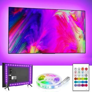 BASON LIGHTING TV LED BacklightLED Light for TV with Remote Control, 4096 DIY Colors Led Strip Lights for 32-58 Inch TV, Gaming and Home Decor, USB Powered.