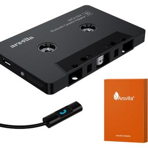 Arsvita Car Audio Bluetooth Cassette Receiver, Tape Player Bluetooth 5.0 Cassette Aux Adapter