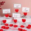 YLOLUL 20 Set Valentine's Day Place Card Holder Mini Heart Table Number Holders Wire Table Picture Photo Holder with Heart Shaped Menu Memo Clips for Wedding Bridal Shower Party