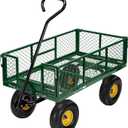 VIVOHOME Heavy Duty 880 Lbs Capacity Mesh Steel Garden Cart Folding Utility Wagon with Removable Sides and 4.10/3.50-4" Wheels 10 Inch Tire(Green) (Large)