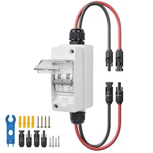 16A Solar Panel Disconnect Switch 400V DC/AC PV Disconnect Switch Outdoor Miniature Circuit Breaker IP65 for Solar PV Homes Battery (400V 16 Amp)