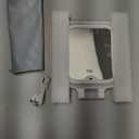 DESCHEN Rechargeable Travel Makeup Vanity Mirror with Lights and Magnification, Portable 1X/10X Magnifying Mirror with 3 Color Light, Lighted Makeup Mirror with Magnification, Folding LED Desk Mirror (White)