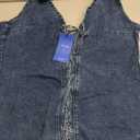 ChouYatou Women's Sexy Spaghetti Strap Lace-U Up Party Club Mini Denim Sun Dress, Size L