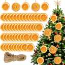 Christmas Decorations, 50 Pcs Dried Orange Slices with Hemp Rope for Crafts | Natural Orange Ornaments for Xmas Tree Mantle Front Door Fireplace Wall Window Porch Farmhouse Home Holiday Party Fall Decor, 1.2-2 inches