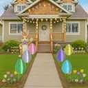 DoubleFill 6 Pcs 3D Easter Eggs Yard Decorations Outdoor Faux Speckled Eggs Yard Signs with 12 Plastic Stakes Waterproof Lawn Garden Signs for Easter Spring Home Pathway Outdoor Decor