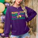 ALLTB Mardi Gras Sweatshirt for Women Carnival Outfit Shirt Fat Tuesday Shirt Holiday Party Long Sleeve Tops (XL)