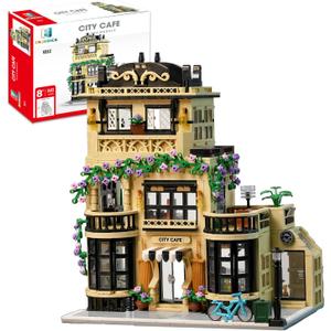 ENJBRICK Flowers City Coffee Shop Building Set for Adutls,Architecture Building House Kit for Boys and Girls 8-14 Years, 1443 pcs