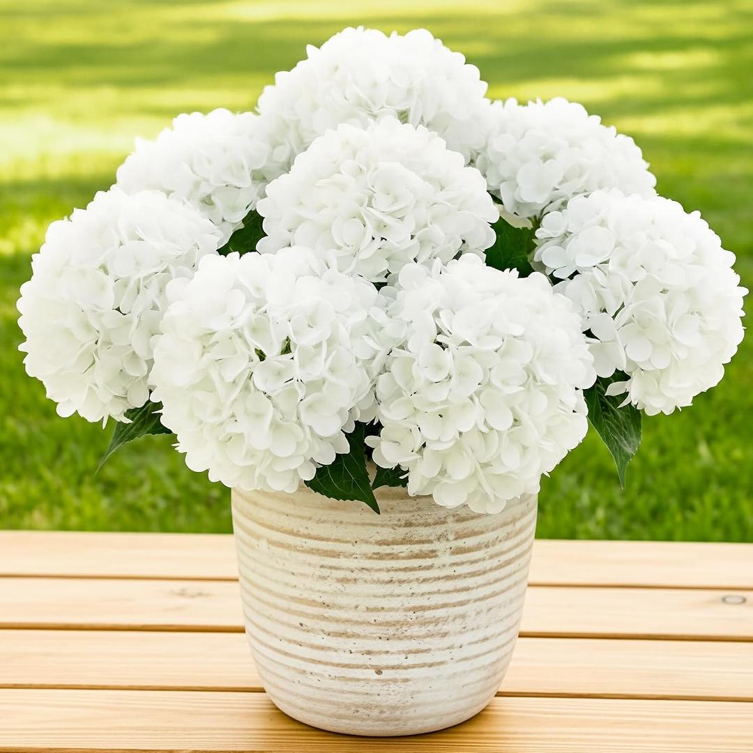 Auihiay 6 Bundles White Hydrangea Artificial Flowers for Outdoor and Indoor