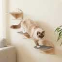 3 Pcs Cat Steps for Wall, 7.5"7.5" Wooden Cloud-Shaped Climbing Ladder Stairs & Wall Mounted Cat Shelves with Felt Pads, Suitable for Indoor Kittens and Adult Felines