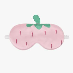 Orose Kids Silk Sleep Mask Cute Adjustable Original Design for Boys & Girls, Double-Sided Mulberry Silk, Cartoon Pattern, Toddler Eye Mask (Strawberry)