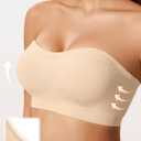 LetsJoli Push Up Strapless Bras for Women Supportive Bandeau Bra Non Slip Wireless No Underwire Padded Tube Bra (XL)