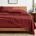 Bare Home Queen Sheet Set - Luxury 1800 Ultra-Soft Stonewashed Microfiber - Brushed - Deep Pockets - Easy Fit - Breathable Bedding - Sheet Sets & Pillowcases (Queen,
Rosewood)
