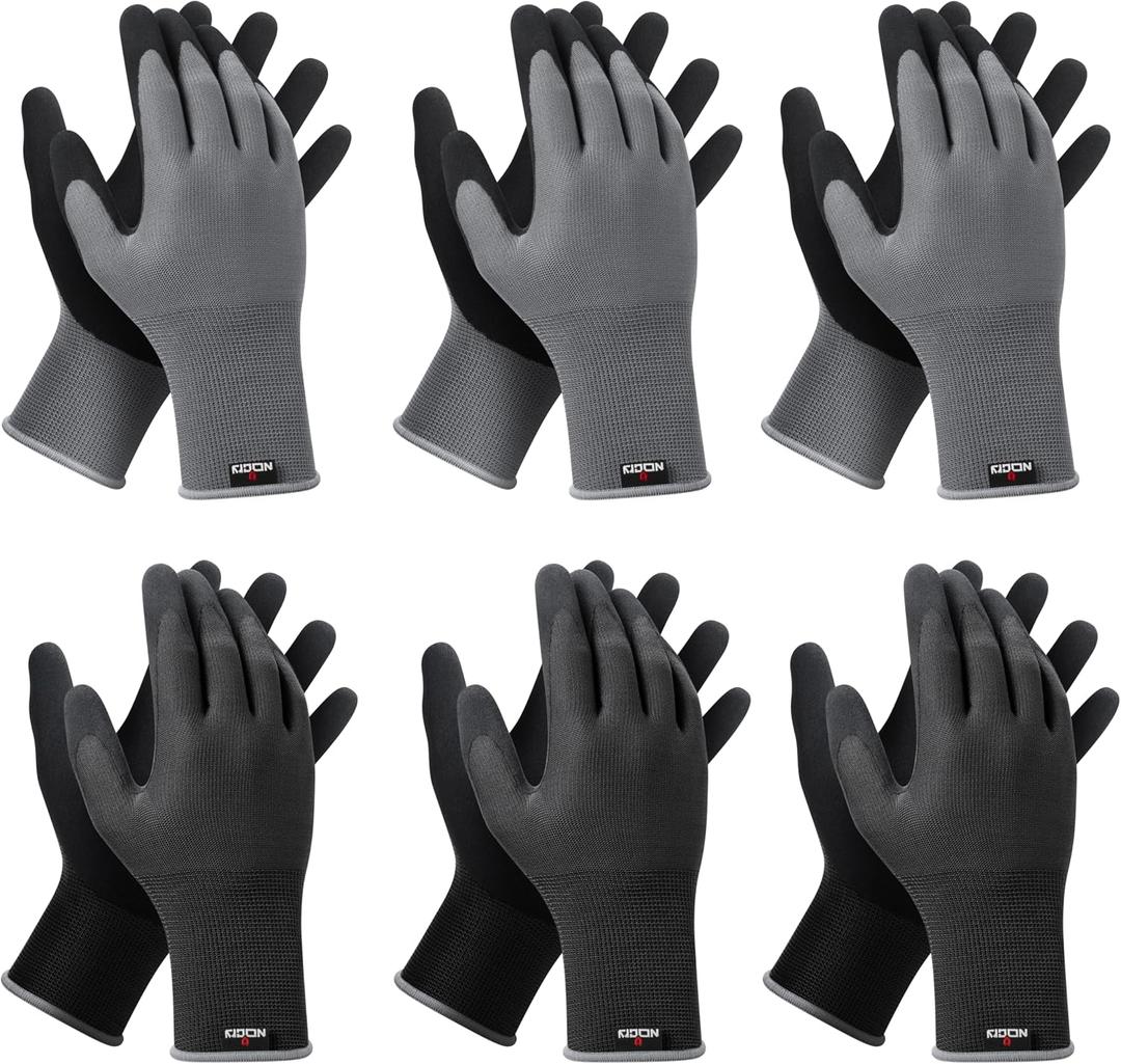 NoCry Gardening Gloves for Men with Strong Grip and Touchscreen Tips  Breathable Rubber Coated Garden Gloves with Superior Dexterity  Snug-Fitting Yard Gloves for Men or Lawn Gloves Men (XX-Large, Black & Grey)