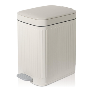 rejomiik Small Bathroom Trash Can with Lid Slim Soft Close Garbage Can Step Wastebasket Container Trash Bin for Office Bedroom Kitchen Living Room (1.9 Gallon Cream)