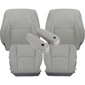 FZJDSD Gray Driver and Passenger Side Bottom and Top Lean Back Microfiber Leather Replacement Seat Covers & Armrest Cover Compatible with Lexus RX330 RX350 RX400 2004 2005 2006 2007 2008 2009