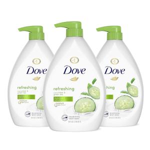 Dove Body Wash Pump For Dry Skin Cucumber and Green Tea Sulfate Free Body Wash 34 oz, 3 PAck