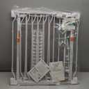 Mom's Choice-GROWNSY Baby Gate for Stairs, 29.5"-48.4" Pressure Mounted Baby Gate for Top of Stair&Doorway with V-Shaped Rods, Anti-Trip Pedal, Extra Wide Stairs Dog Gate Easy Install w/Red Reminder