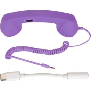 Telephone Handset for Cellphone, Retro Phone Handset with 3.5mm Jack Mobile Phone Receiver Old Telephone Headset Handheld Receiver for Cell Phone(Purple)