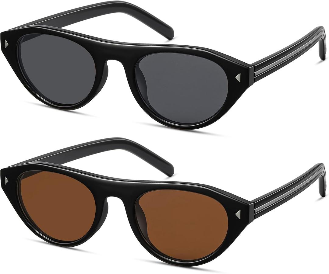 Retro Oval Sunglasses for Women, Small Cat Eye Trendy Shades UV400 | sun glasses womens, narrow frame, fashion accessory, CL015