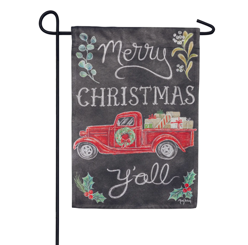 Evergreen Merry Christmas Y'all Red Truck Garden Flag, 4ct