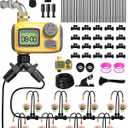 66FT Drip Irrigation System with Timer, Automatic Watering System Kit with Solid Brass Metal Connectors, 360 DualOutlet Adjustable Nozzles for Garden, Yard, Lawn, Greenhouse & Potted Plants