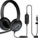 Cyber Acoustics Stereo USB Headset (AC-5008A), in-line Controls for Volume & Mic Mute, Adjustable Mic Boom for PC & Mac, Perfect for Classroom or Home