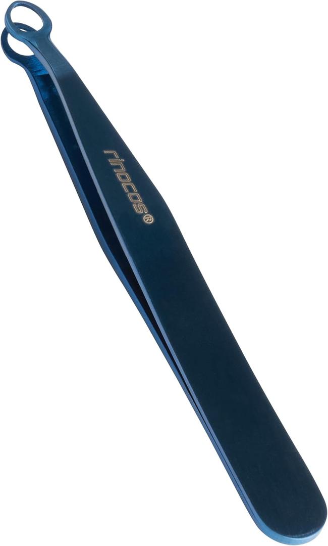 [Premium Hand-Made] Round tip Tweezers, 316 Surgical-Grade Stainless Steel for Safety, Precision tweezers, hair tweezers for plucking, Facial Hair Tweezers for Men & Women, Trim Tweezers (Aqua Blue)