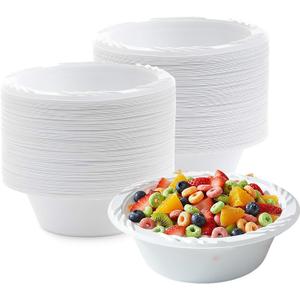 White Plastic Bowls - 12 oz. (100 Count) BPA-Free, Microwavable, Plastic Soup Bowls Perfect Disposable Bowls for Party & Everyday Meals