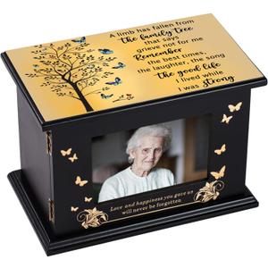 Cremation Urns for Human Ashes Adult Male Female, Women Man Large 250 lbs Decorative Memorial Urn for Ashes Dad Mom, Burial Funeral Wooden Urn, Black, VT-U002