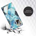 Designed for Samsung Galaxy Series [Military Grade Shockproof] Marble Full Body Protective Phone Case (Blue, Galaxy Note 20)