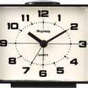 Battery Operated Retro Analog Alarm Clock,4" Vintage Decor for Bedroom, Nightstand, Bedside, Desk, Table,Silent,Lighted on Demand and Snooze,Ascending Beep Sounds,Easy to Set(Black)