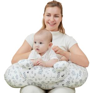 lasoftan Nursing Pillow for Breastfeeding, Breast Feeding Pillow for Mom Support, Adjustable Waist Strap and Removable Cotton Cover, Leaves