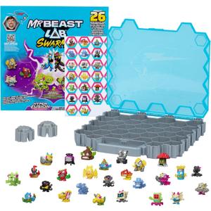 MrBeast Hive Collector Pack Holds 70+ Micro Beasts, with 26 Micro Beasts Including 2 Exclusive Glow-in-The-Dark Swarms, 26 Stickers and 2 Fusion Caps to Continue to Build Out Your Own MrBeast Lab!