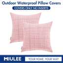MIULEE Outdoor Waterproof Throw Pillow Covers Decorative Farmhouse Water Resistant Cushion Covers for Tent Patio Garden Couch Sofa Pack of 2, 18x18 Inch Pink
