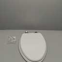 Mayfair Bennett Toilet Seat with Brushed Nickel Hinges, Slow Close Wood Seat, Secure Metal Hinges, Easy Install, Elongated, White