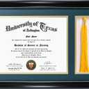 GraduationMall 11x17 Black Diploma Frame with Tassel Holder for 8.5x11 Certificate Document,Real Glass, Navy over Gold Mat