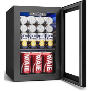 Feelfunn 24 Cans Beverage Refrigerator Cooler - Mini Fridge with Digital Temperature Control, Soda Wine Beer Drink Fridge - Small Refrigerator for Office Home Bedroom Dorm Bar, Black 0.6