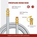 12FT 3/4" ID Natural Gas Hose With Quick Connect for Generator, Grills | CSA Certified, Auto Shut-Off Quick Disconnect, 100% Solid Brass Fittings, -40°F~200°F Weather Resist, Supports 175,000 BTU