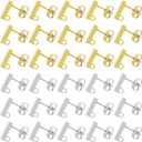 40pcs Stainless Steel Earring Posts Stud Hypoallergenic Stud Earring with Loop Rectangle Earring with 200pcs Butterfly Ear Back for DIY Earrings Jewelry Making(240pcs) (Gold,Silver,KC Gold,White K)